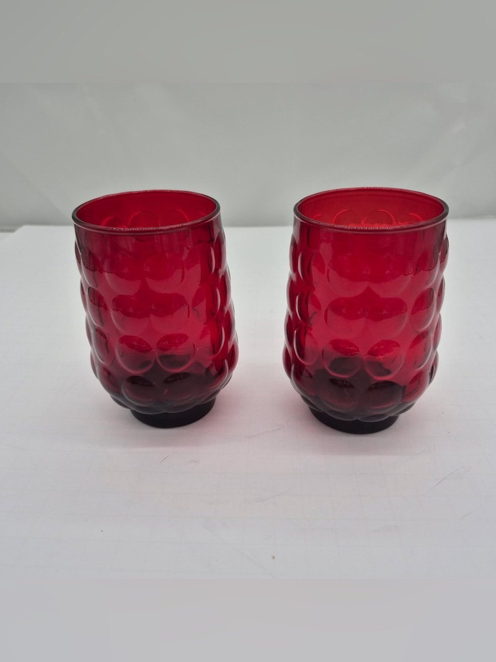 Vintage Anchor Hocking Bubble Ruby Red Glasses (set of 2) Gothic Moody